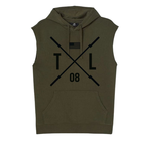 CUT OFF HOODIE ARMY GREEN